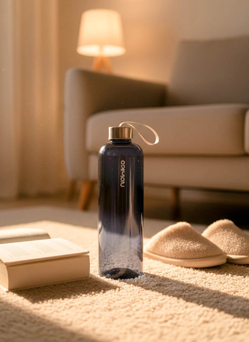 Pure Gray İpli 1000 mL Cam Matara