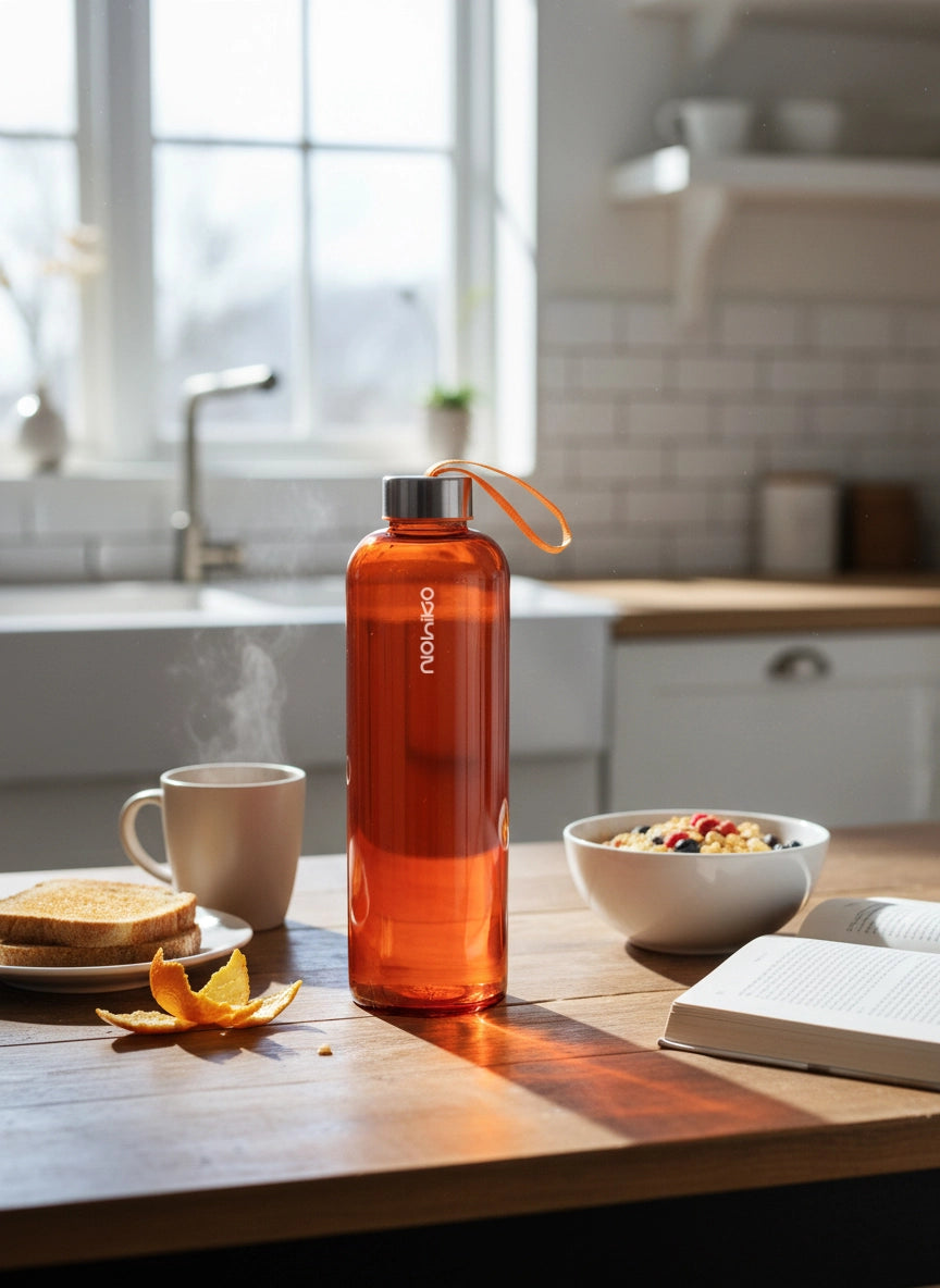 Pure Orange İpli 1000 mL Cam Matara