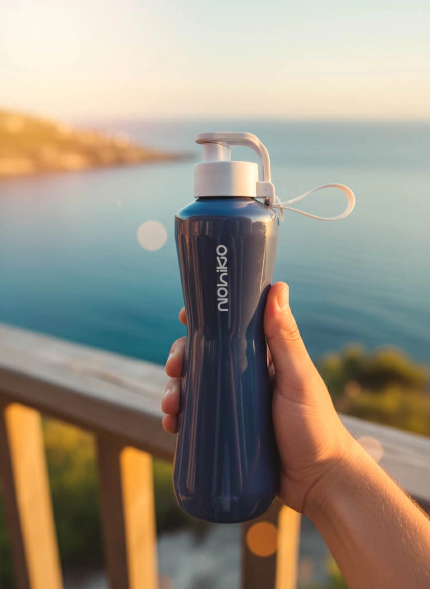 Shiny Gray Sport 750 mL Cam Matara