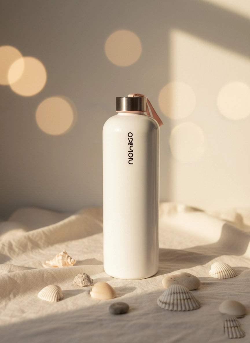 Shiny White İpli 1000 mL Cam Matara