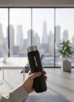 Matte Black Premium 550mL Cam Matara - Görsel 2